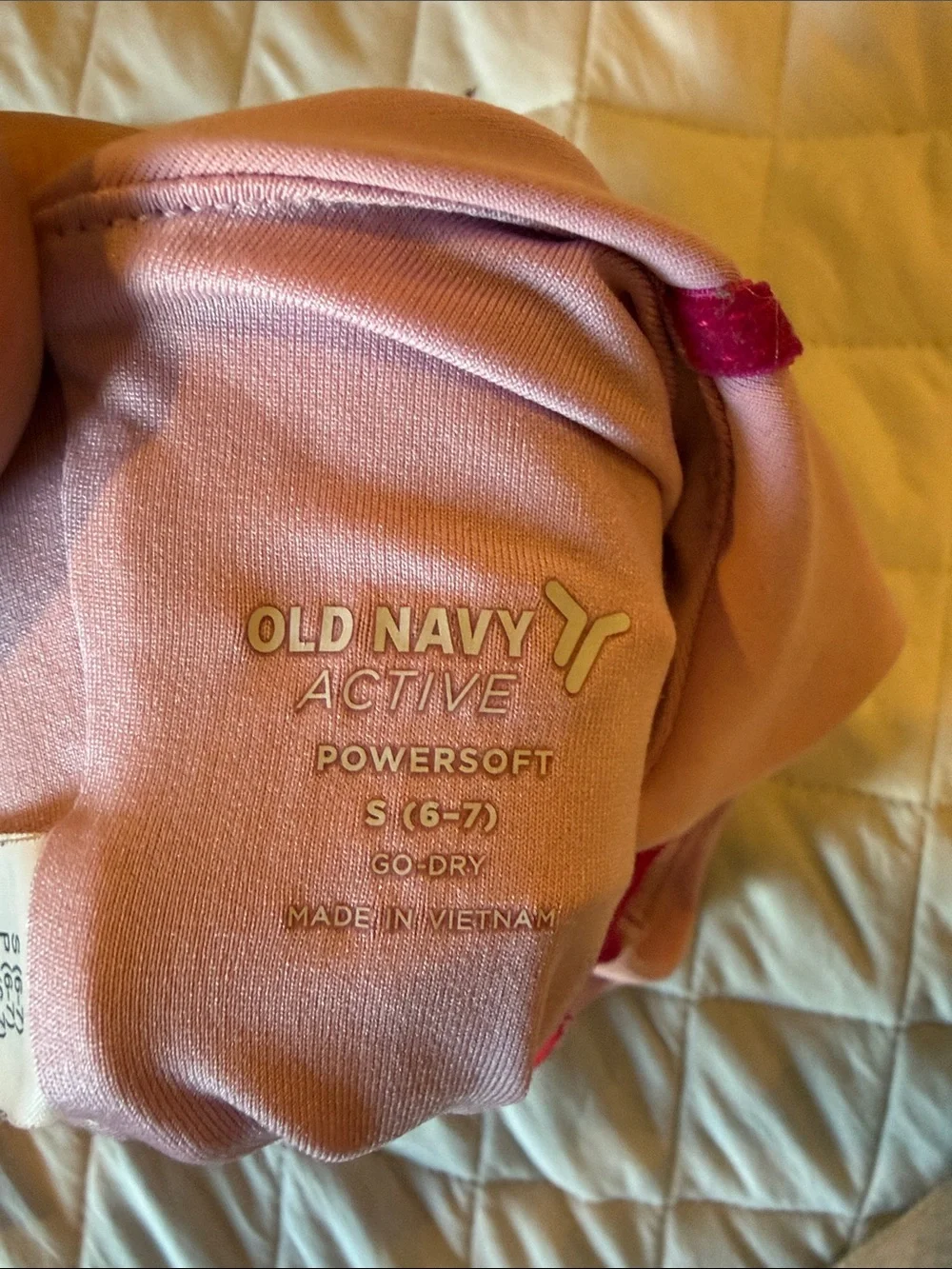 Old Navy Pink Leggings and Crop Top Set with Fuchsia Trim